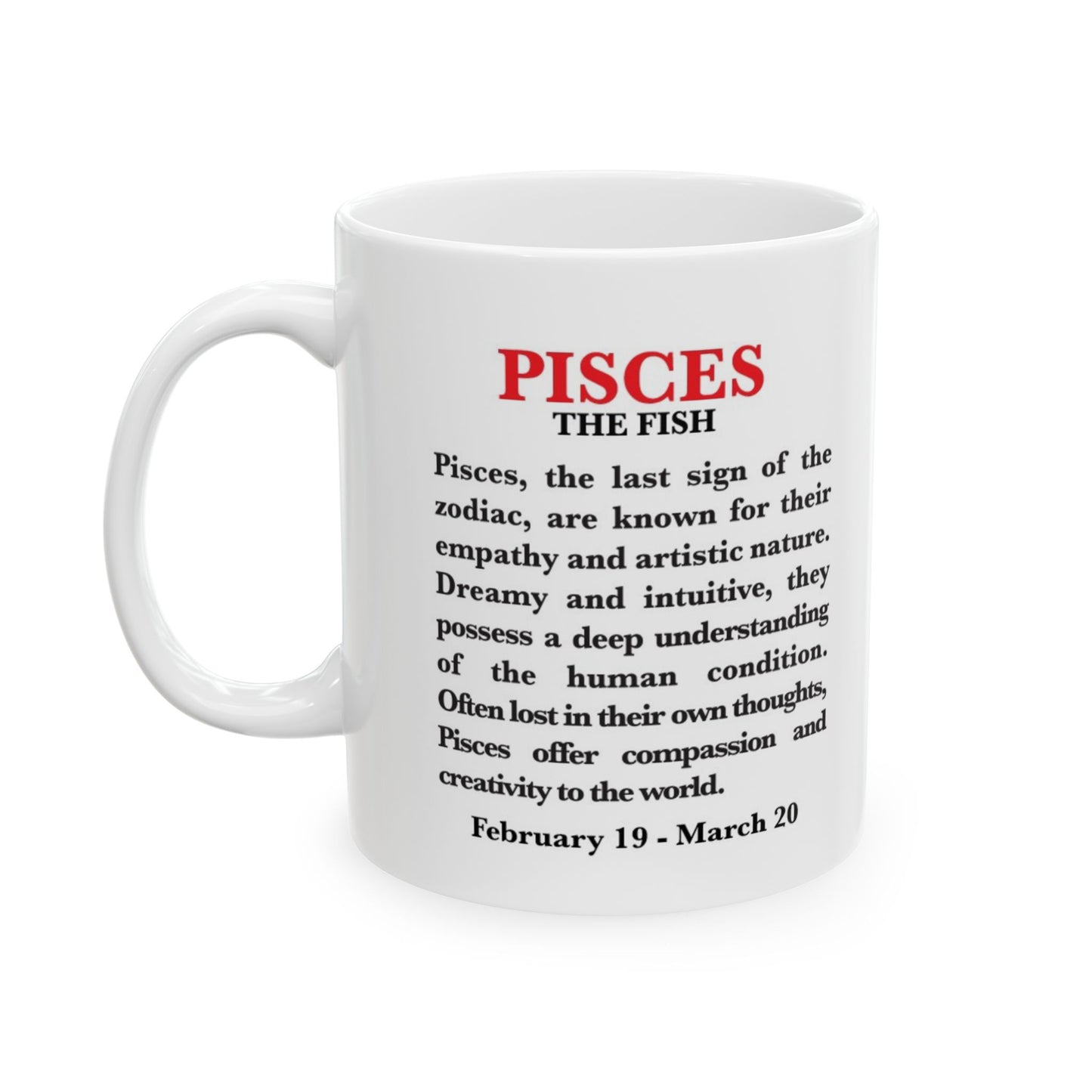 Pisces Zodiac Ceramic Mug, Astrology Coffee Cup, Horoscope Drinkware for Pisces Lovers, February/March Birthday Gift, Star Sign Mug