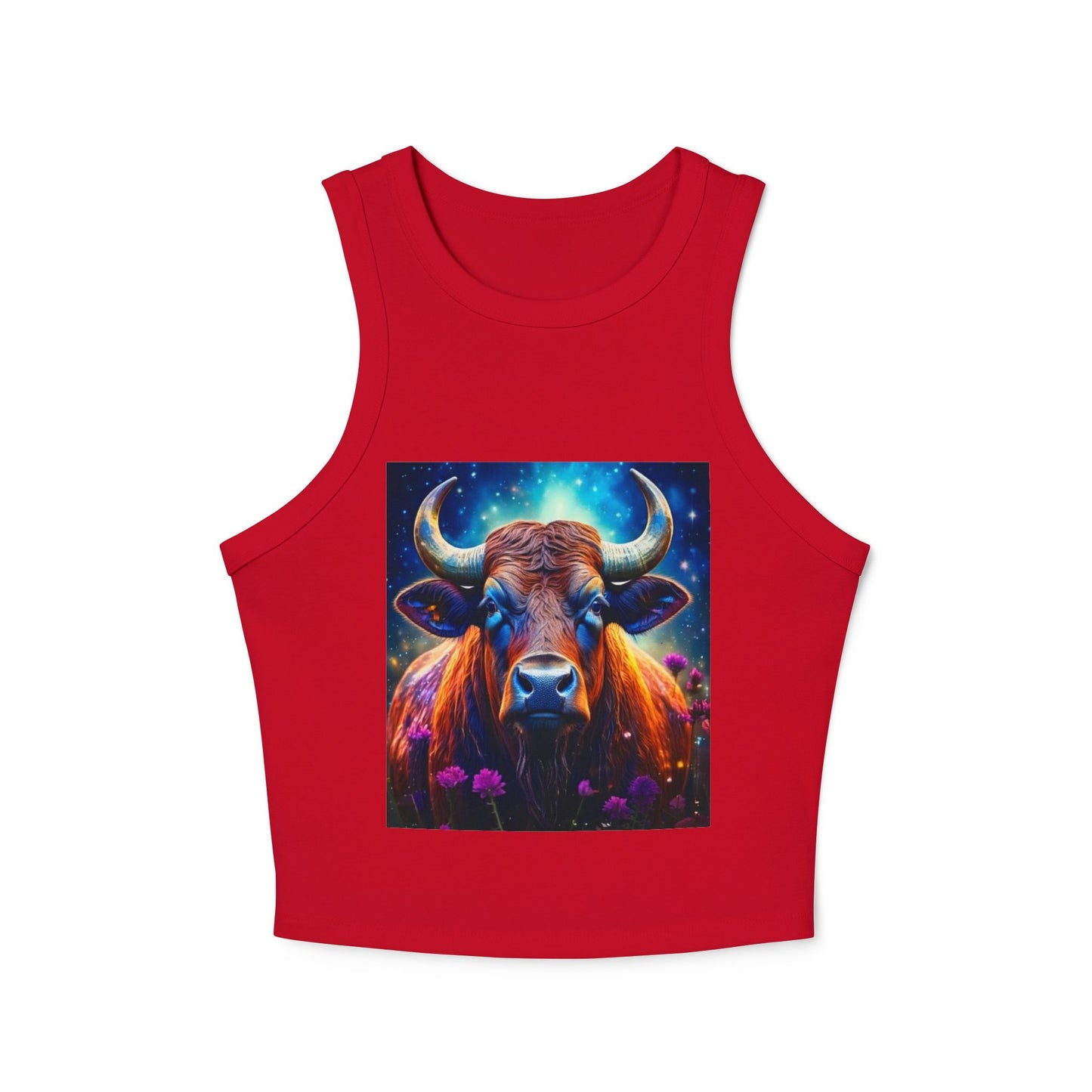 Taurus Women's Micro Rib Racer Tank Top - Vibrant Galaxy Design