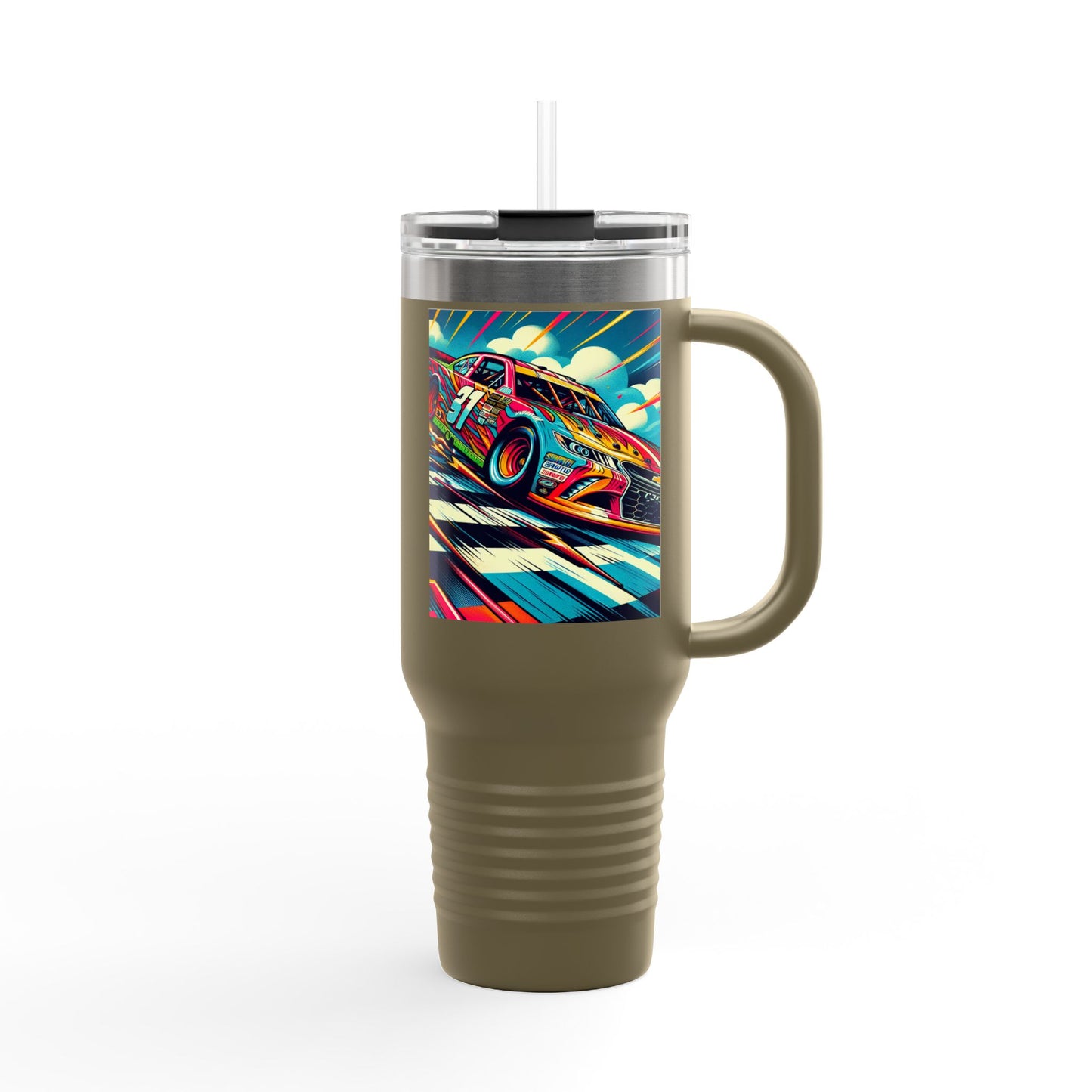 Vintage F1 Insulated Travel Mug, 40oz, Perfect for Fans, Sports Events, Coffee, Tea, Water