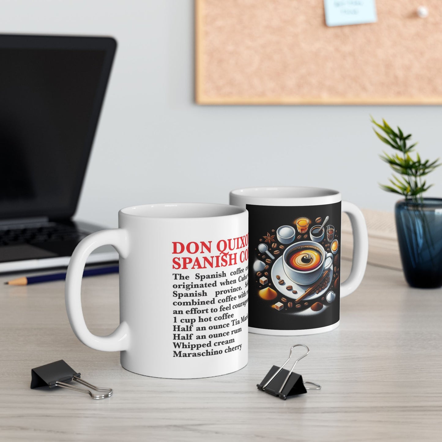 Don Quixote Spanish Coffee Ceramic Recipe Mug