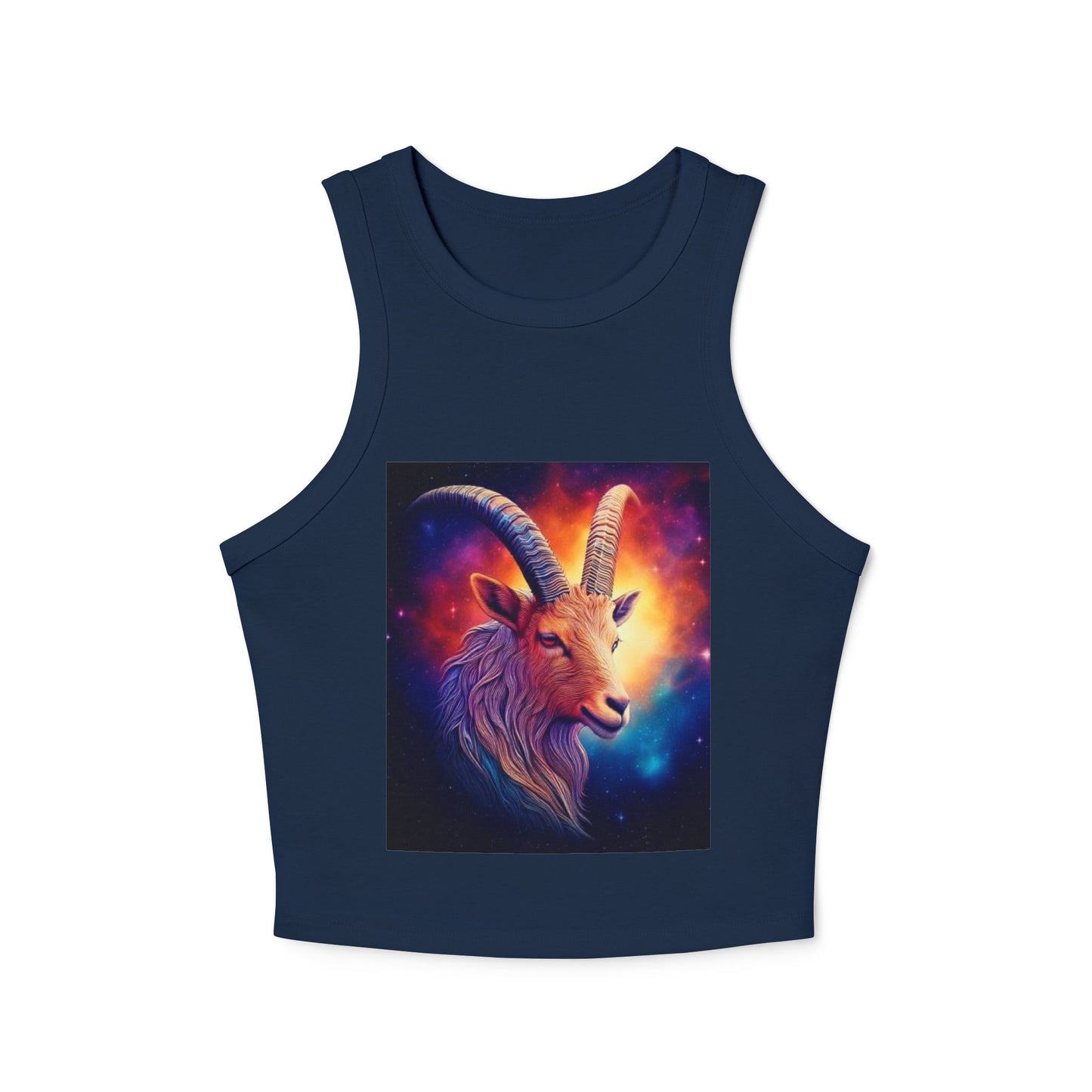 Capricorn Women's Micro Rib Racer Tank Top - Vibrant Galaxy Design