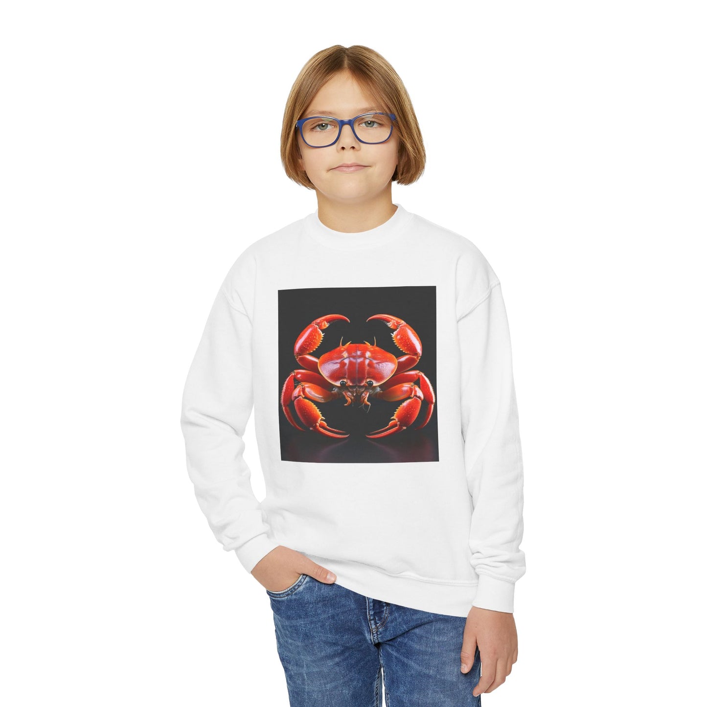 Youth Crewneck Sweatshirt with Cancer Zodiac Design - Astrology Gift, Horoscope Apparel, Birthday Present, Cozy Pullover