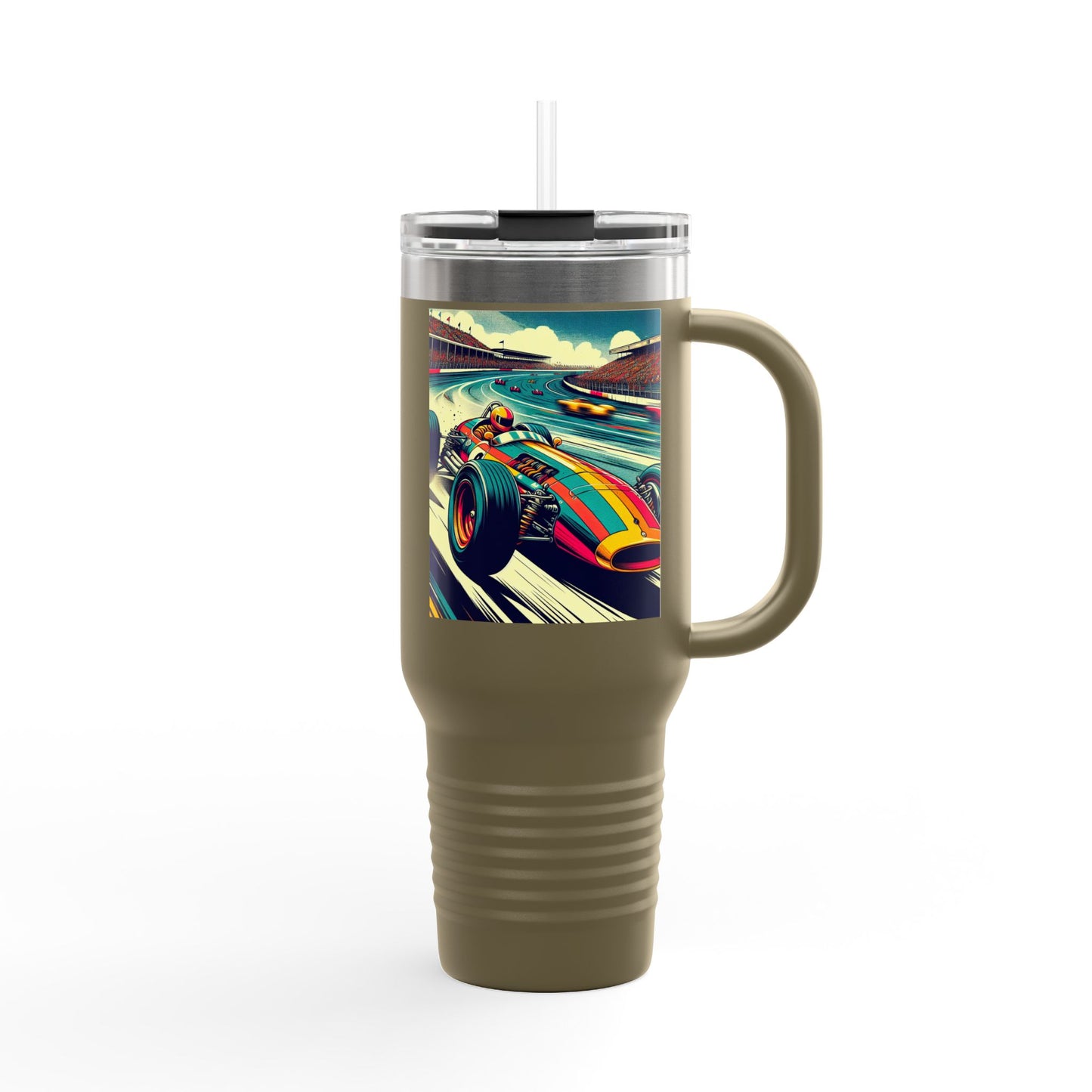 Vintage F1 Insulated Travel Mug, 40oz, Perfect for Fans, Sports Events, Coffee, Tea, Water