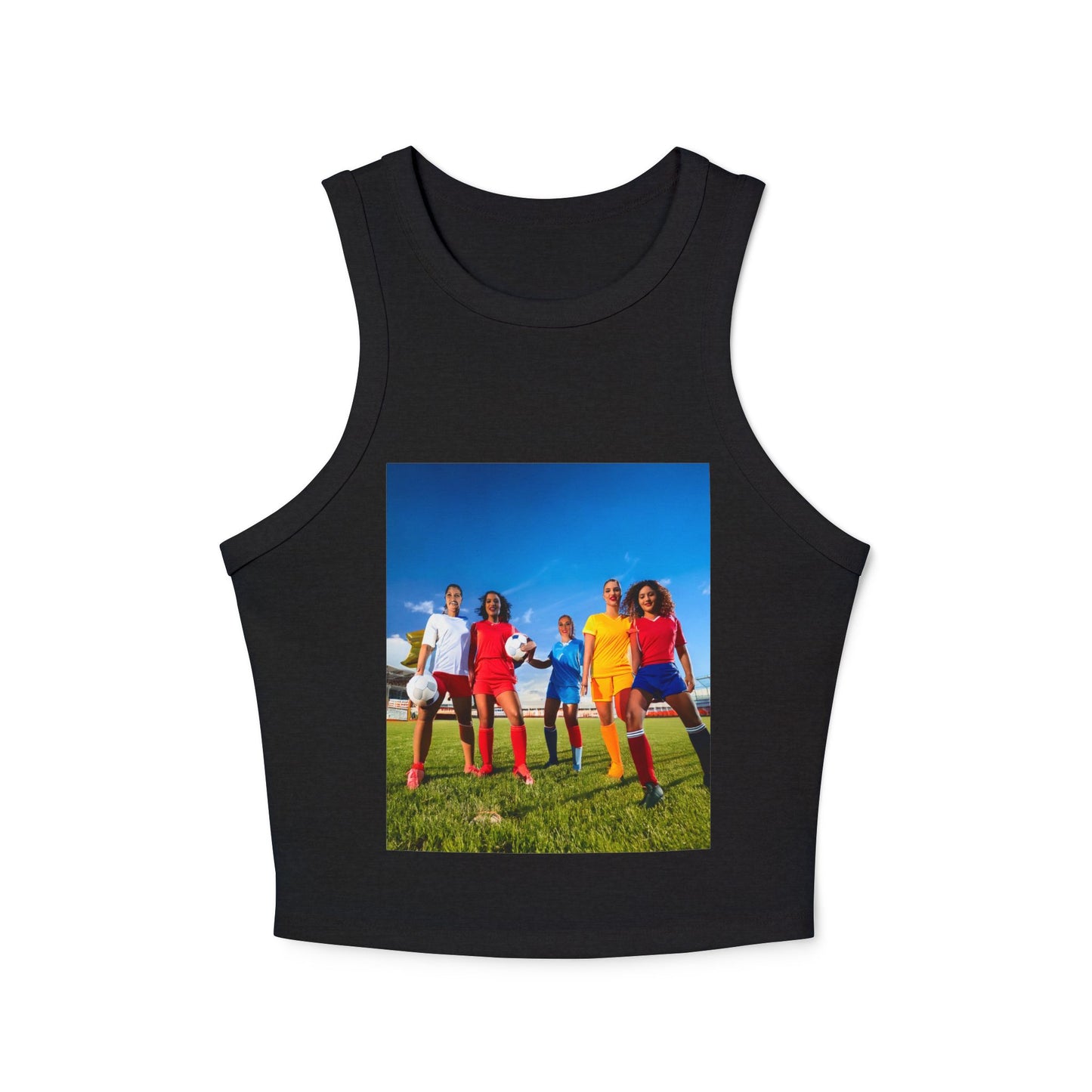 Soccer Women's Micro Rib Racer Tank Top - Vibrant Galaxy Design