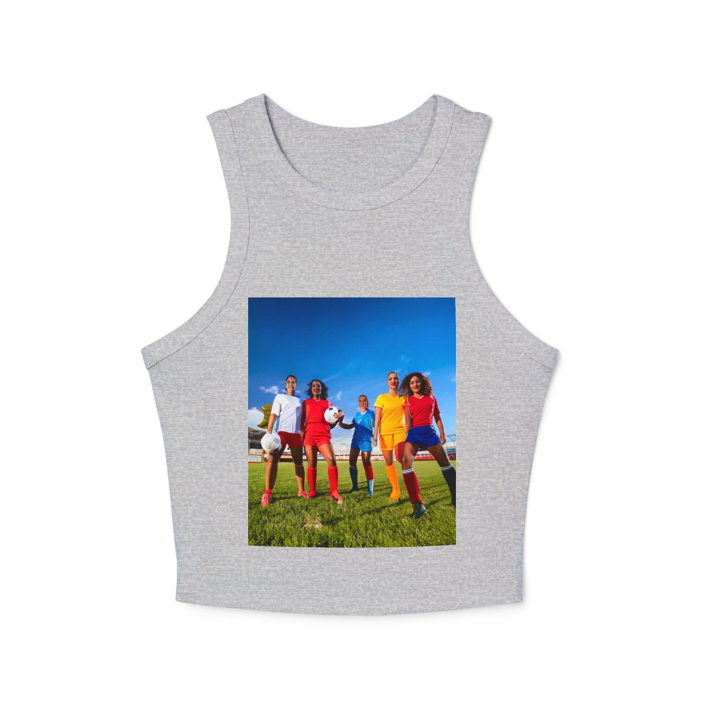 Soccer Women's Micro Rib Racer Tank Top - Vibrant Galaxy Design