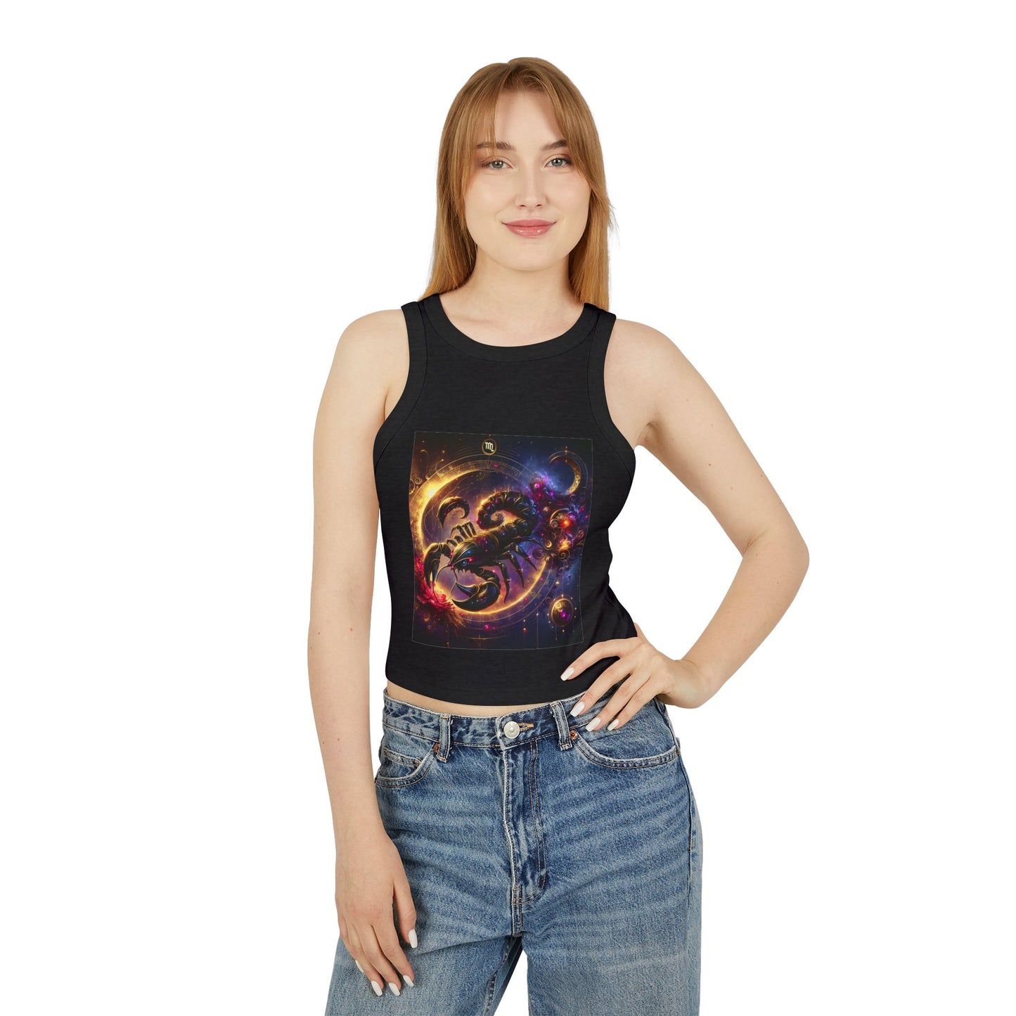 Scorpio Women's Micro Rib Racer Tank Top - Vibrant Galaxy Design