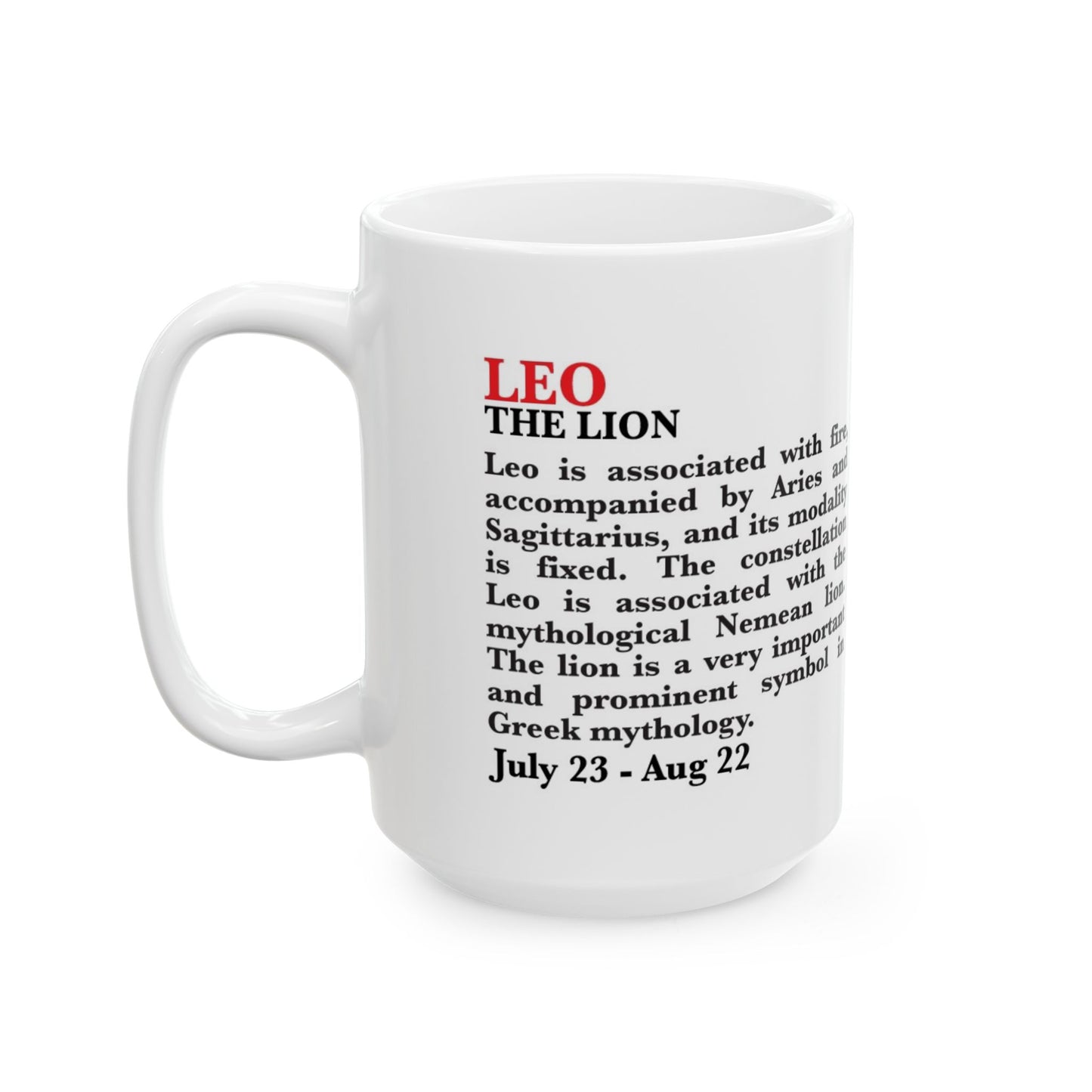 Leo Zodiac Ceramic Mug, Astrology Coffee Cup, Horoscope Drinkware for Leo Lovers, July/August Birthday Gift, Star Sign Mug