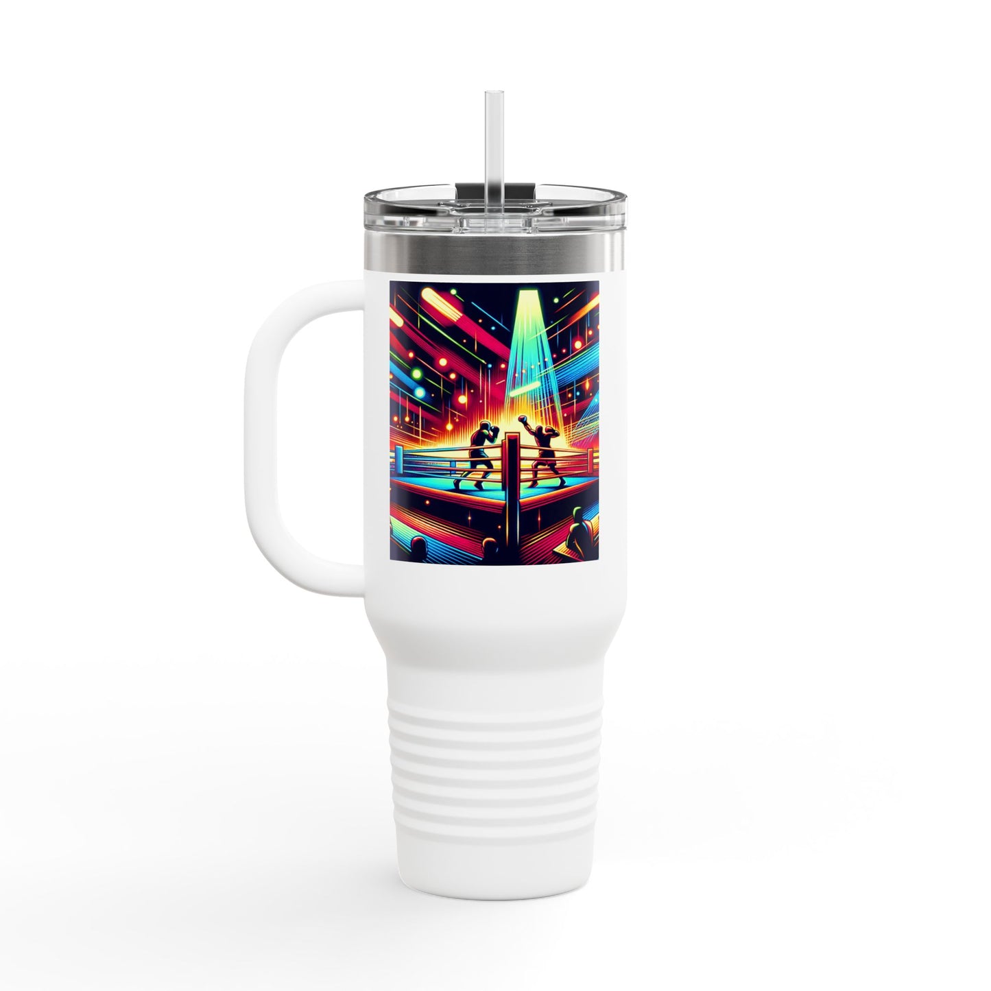 Vintage Boxing Insulated Travel Mug, 40oz, Perfect for Fans, Game Day, Sports Events, Coffee, Tea, Water
