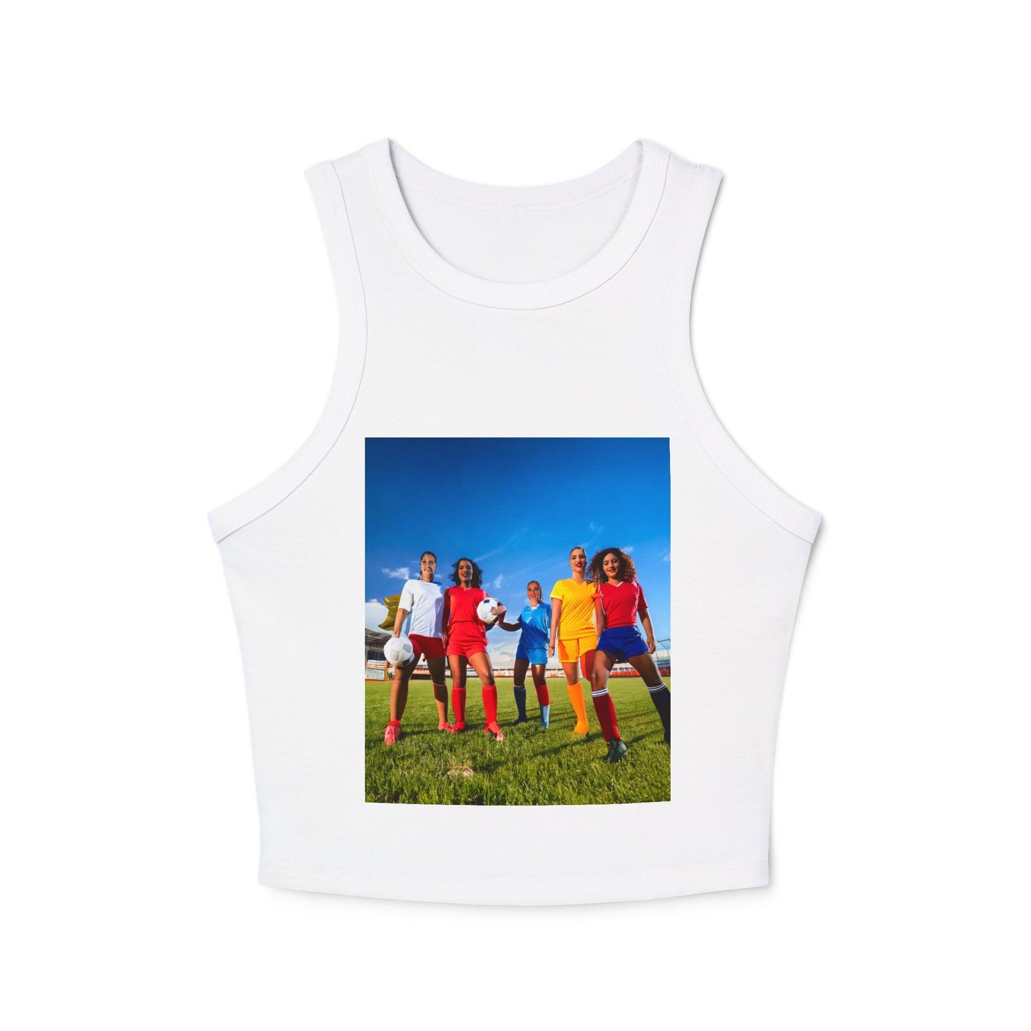 Soccer Women's Micro Rib Racer Tank Top - Vibrant Galaxy Design