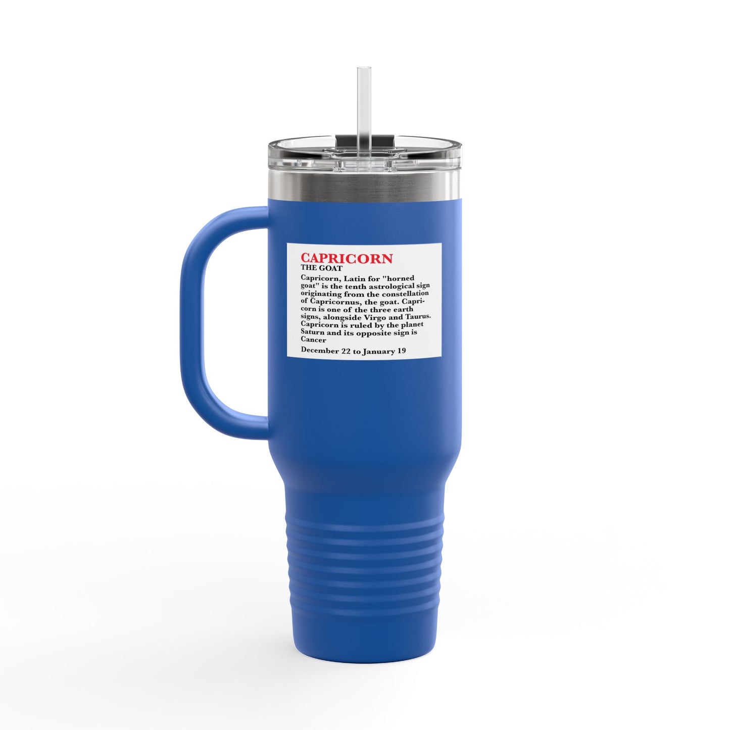 Capricorn Insulated Travel Mug, 40oz, Perfect for Zodiac Fans, Coffee, Tea, Water