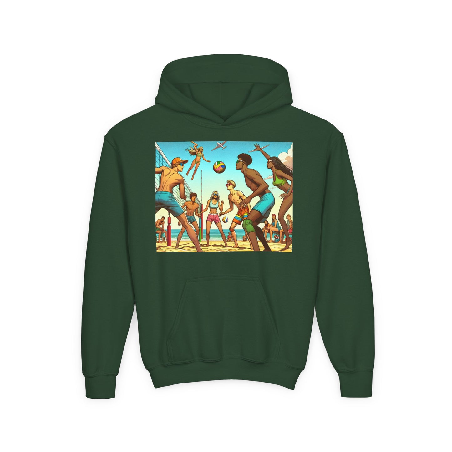 Volleyball Youth Hoodie - Sporty Heavy Blend Sweatshirt for Young Athletes