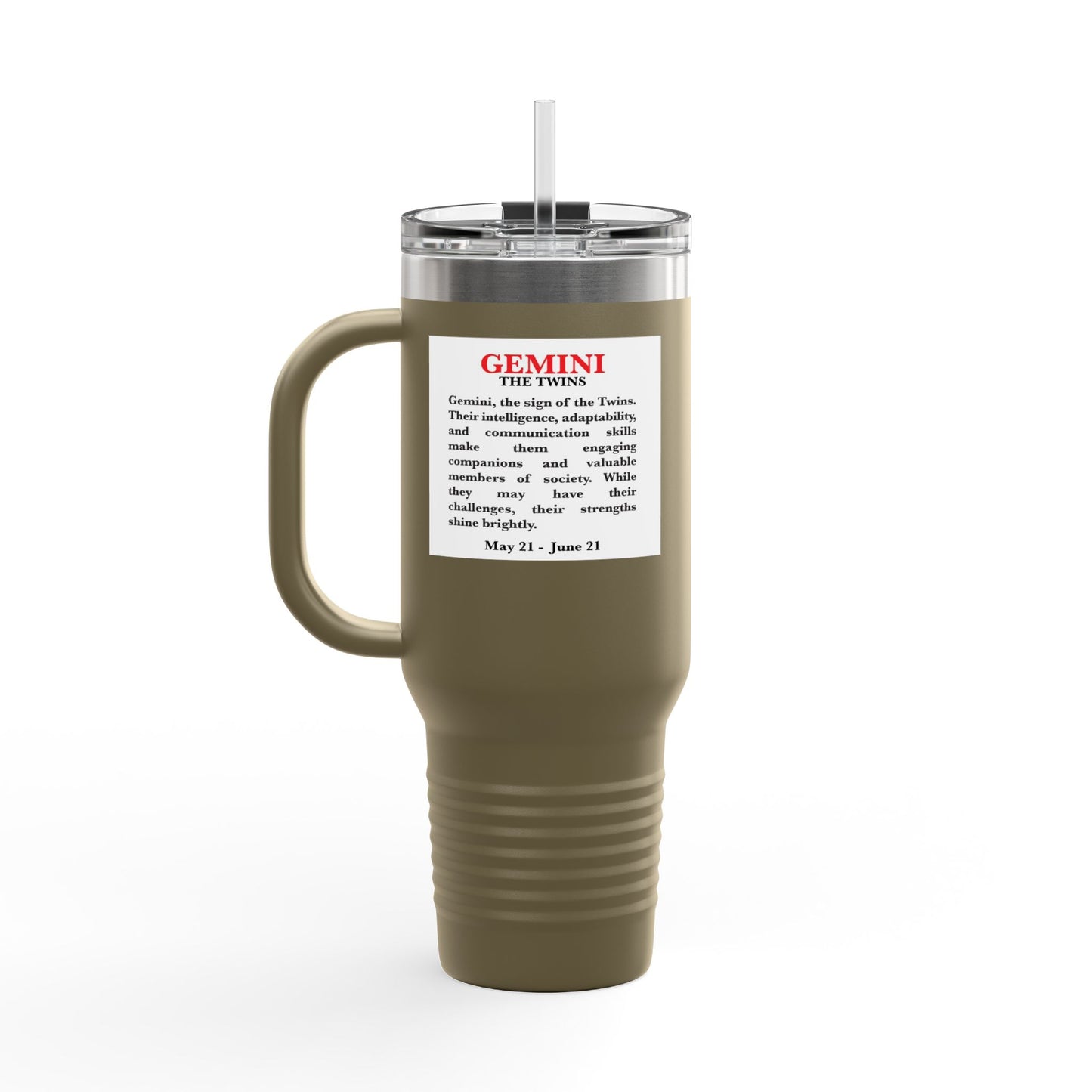 Gemini Insulated Travel Mug, 40oz, Perfect for Zodiac Fans, Coffee, Tea, Water