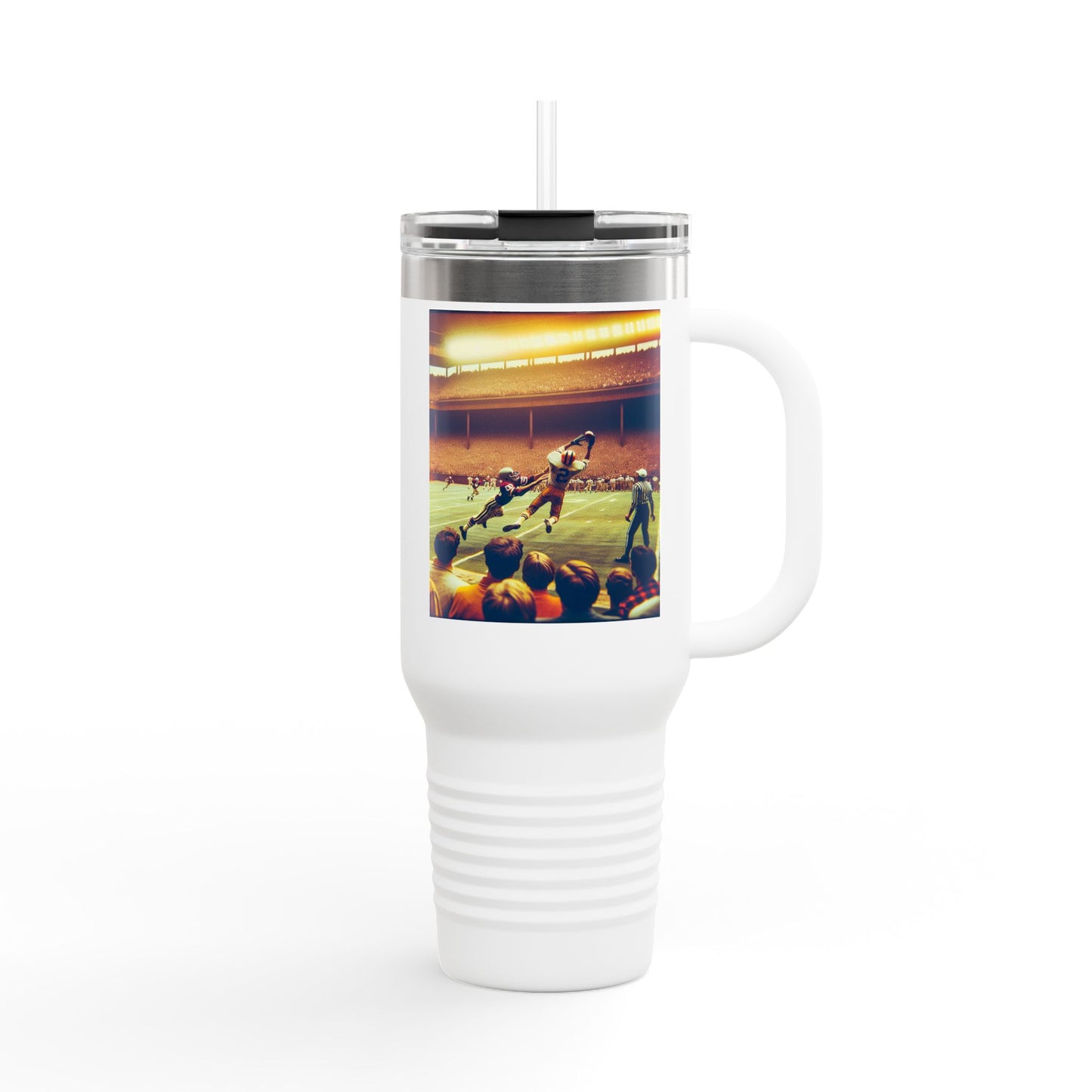 Vintage Football Insulated Travel Mug, 40oz, Perfect for Fans, Leagues, Game Day, Sports Events, Coffee, Tea, Water