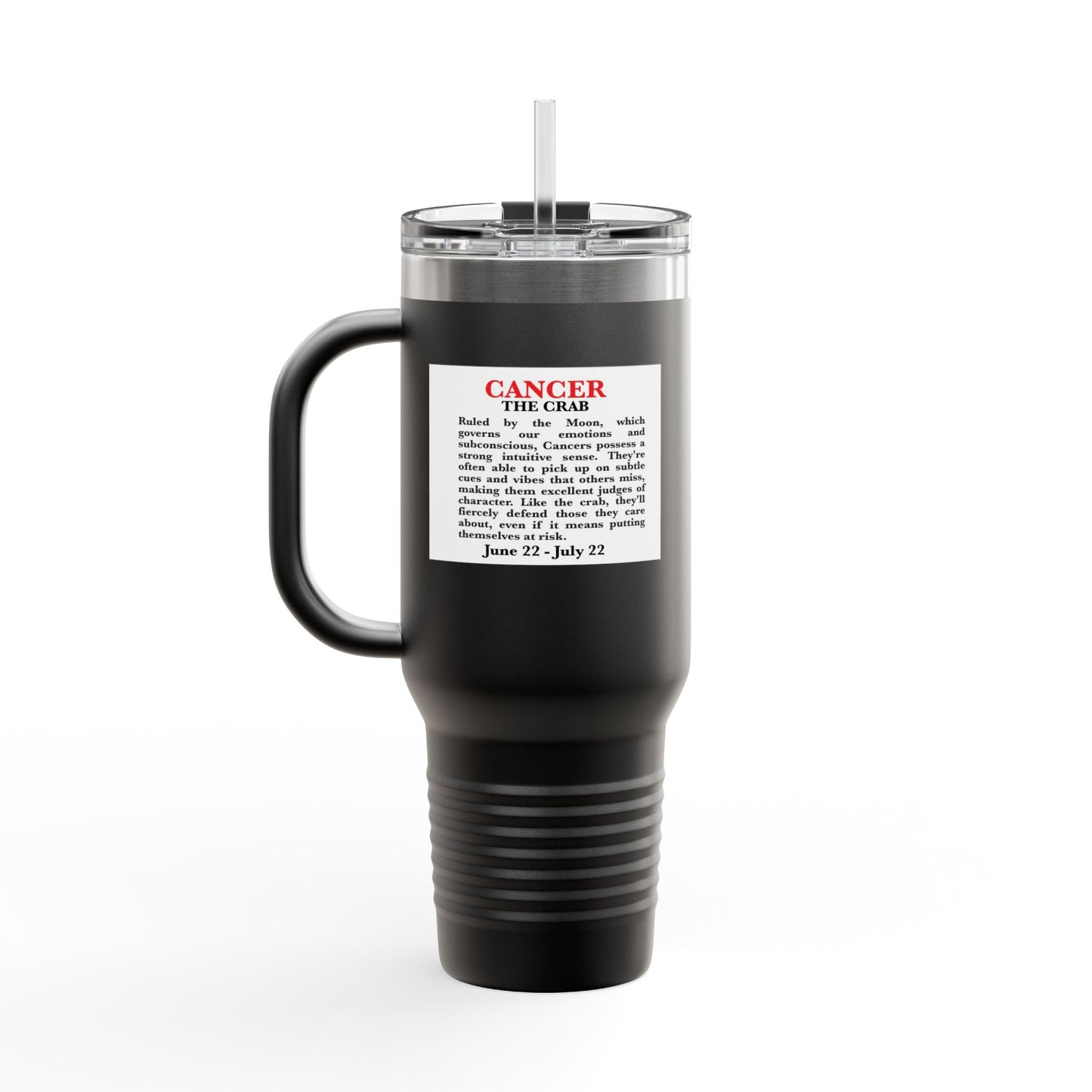 Cancer Insulated Travel Mug, 40oz, Perfect for Zodiac Fans, Coffee, Tea, Water