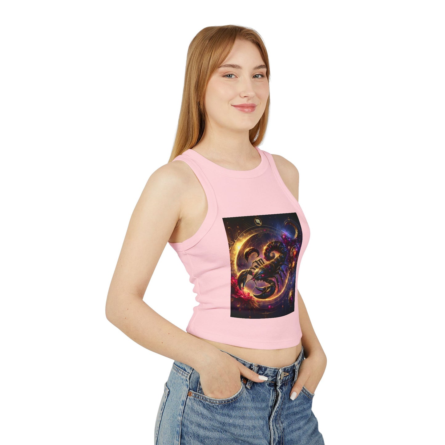Scorpio Women's Micro Rib Racer Tank Top - Vibrant Galaxy Design