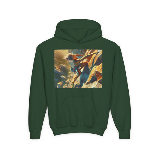 Rock Climbing Youth Hoodie - Heavy Blend Sweatshirt