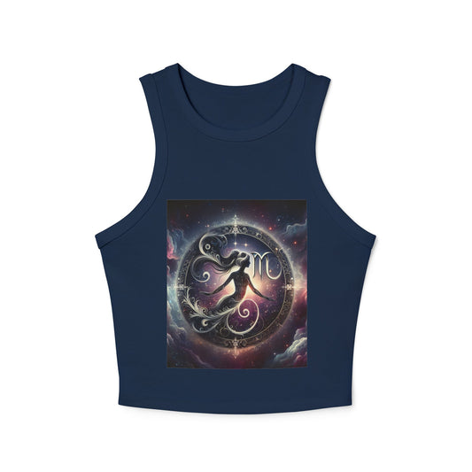 Virgo Women's Micro Rib Racer Tank Top - Vibrant Galaxy Design