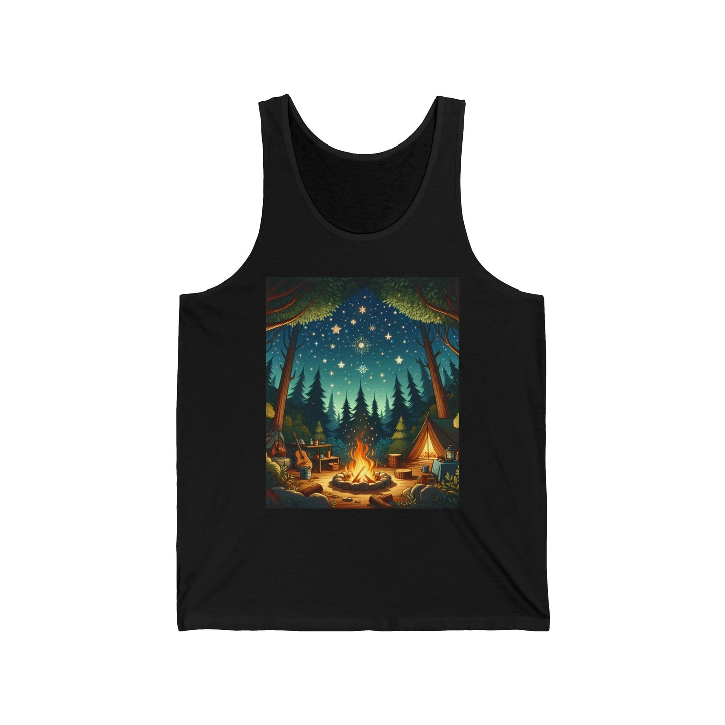 Camping Unisex Jersey Tank Top - Perfect for Festivals & Casual Wear