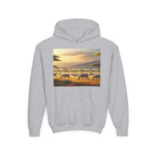 Zebras Youth Hoodie - Heavy Blend Sweatshirt