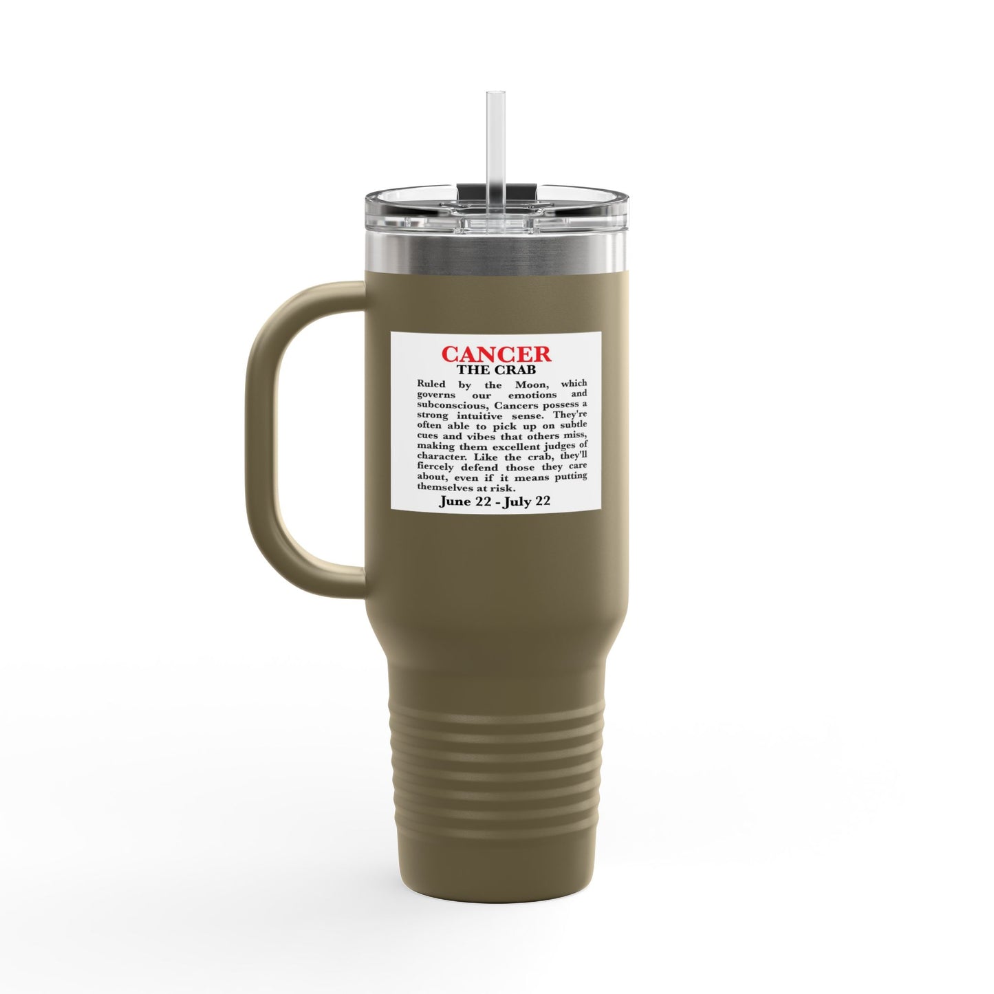 Cancer Insulated Travel Mug, 40oz, Perfect for Zodiac Fans, Coffee, Tea, Water