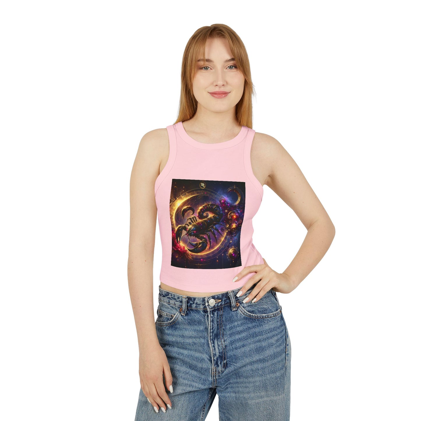 Scorpio Women's Micro Rib Racer Tank Top - Vibrant Galaxy Design