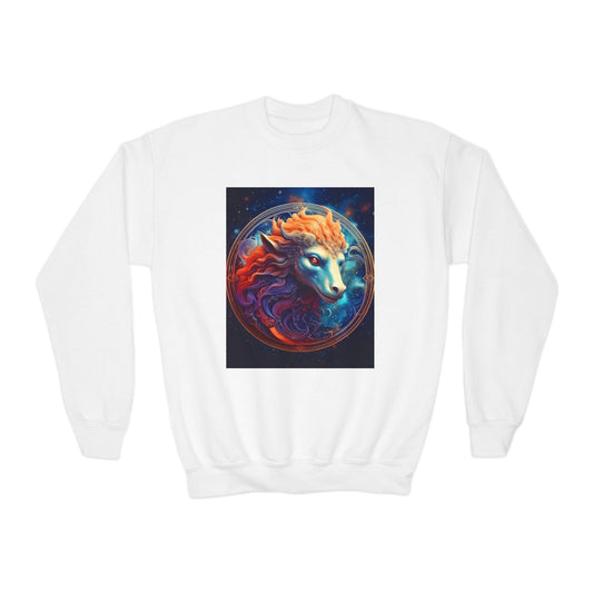Youth Crewneck Sweatshirt with Aqaurius Zodiac Design - Astrology Gift, Horoscope Apparel, Birthday Present, Cozy Pullover, Pride Fashion