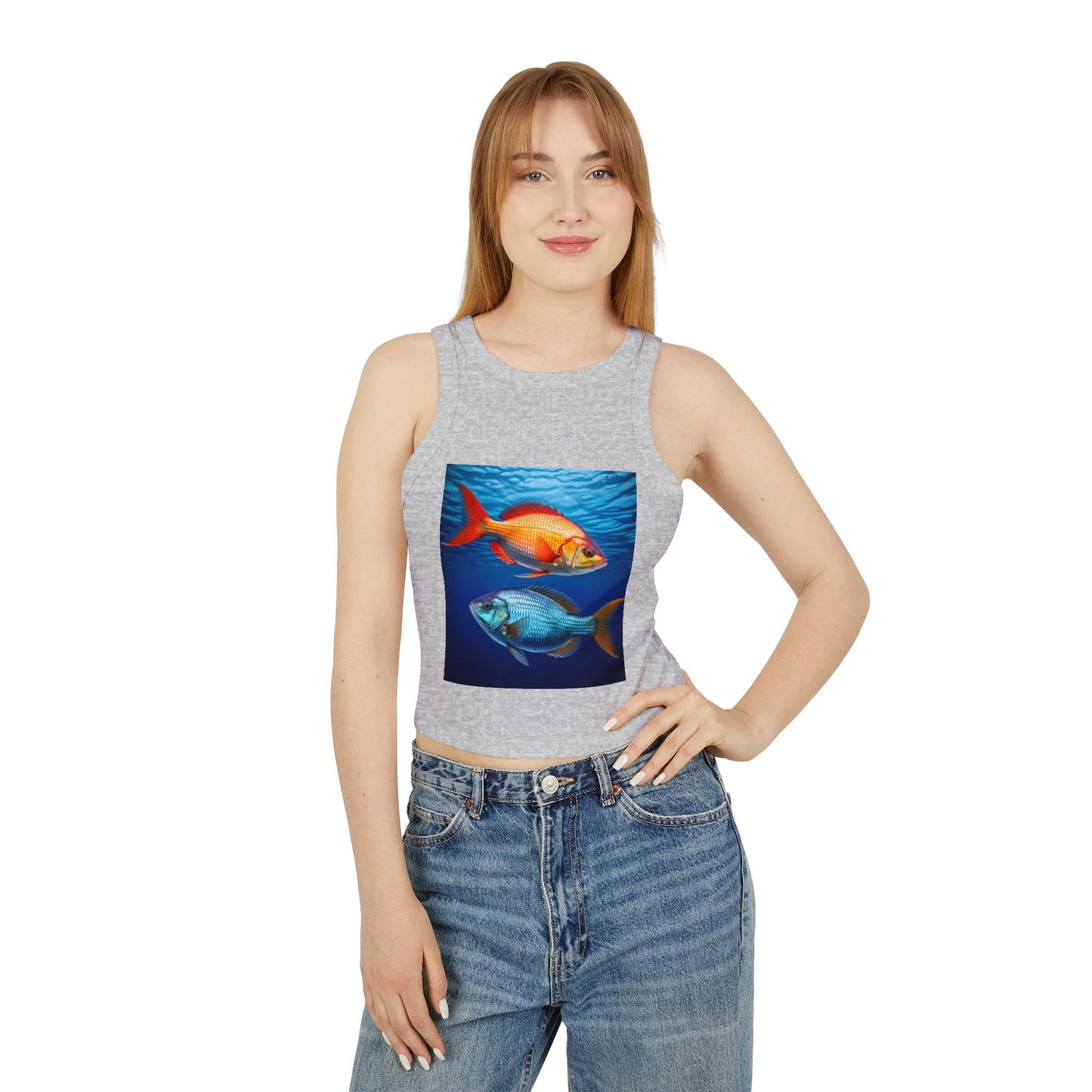 Pisces Women's Micro Rib Racer Tank Top - Summer Beach Style