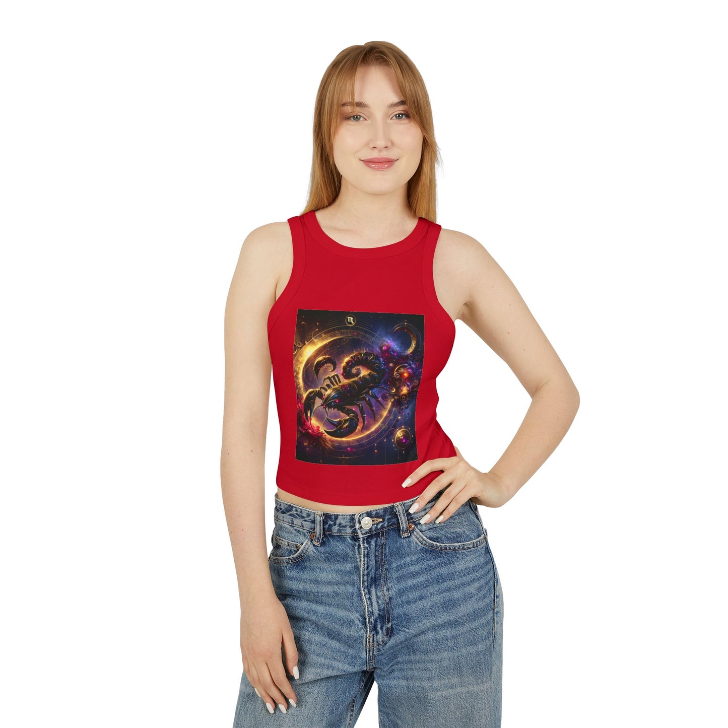 Scorpio Women's Micro Rib Racer Tank Top - Vibrant Galaxy Design