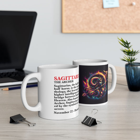 Sagittarius Zodiac Ceramic Mug, Astrology Coffee Cup, Horoscope Drinkware for Sagittarius Lovers, November/December Birthday Gift,