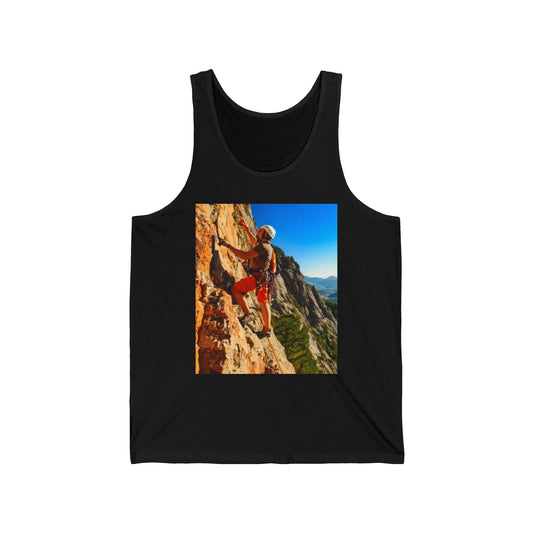 Rock Climbing Unisex Jersey Tank Top - Perfect for Festivals & Casual Wear