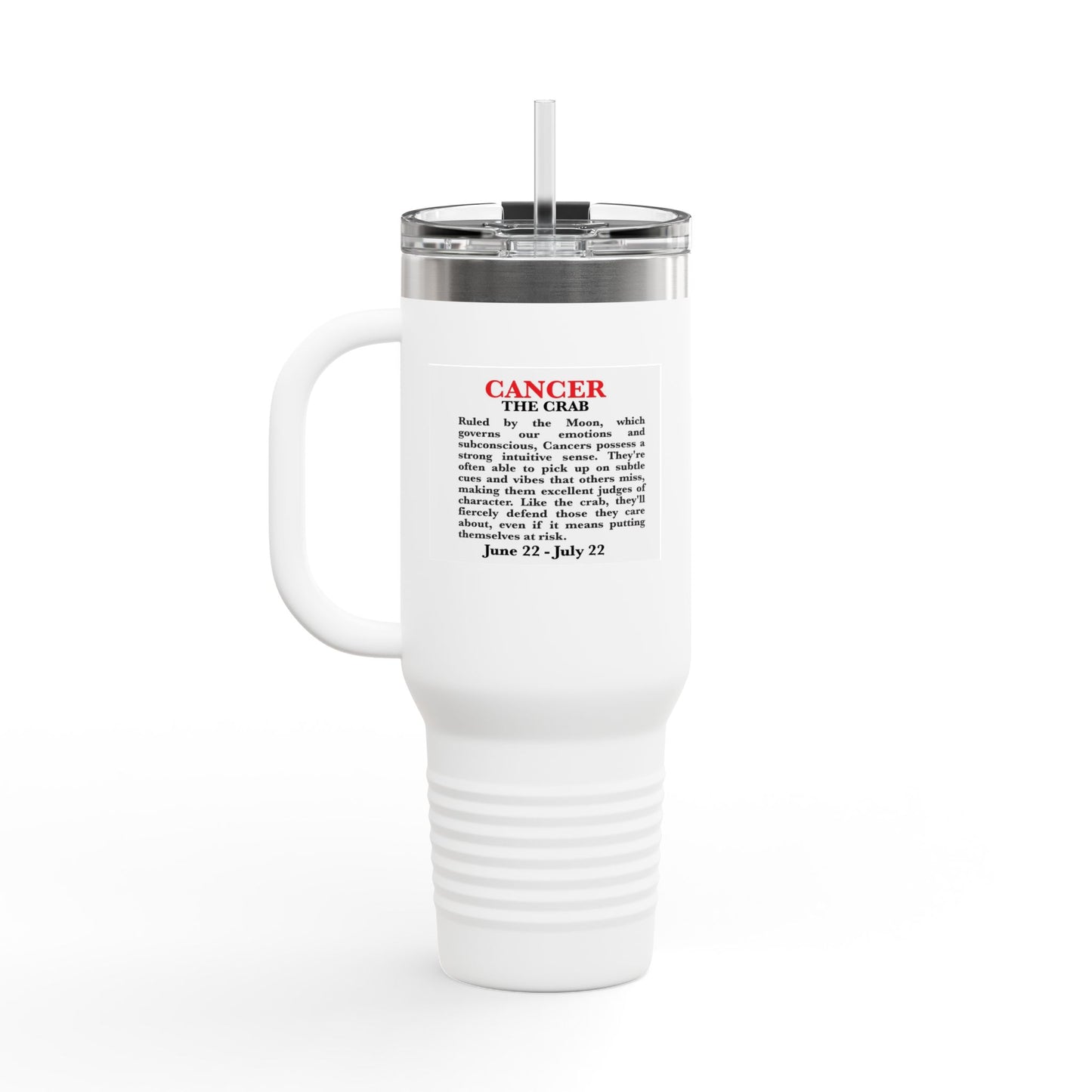 Cancer Insulated Travel Mug, 40oz, Perfect for Zodiac Fans, Coffee, Tea, Water