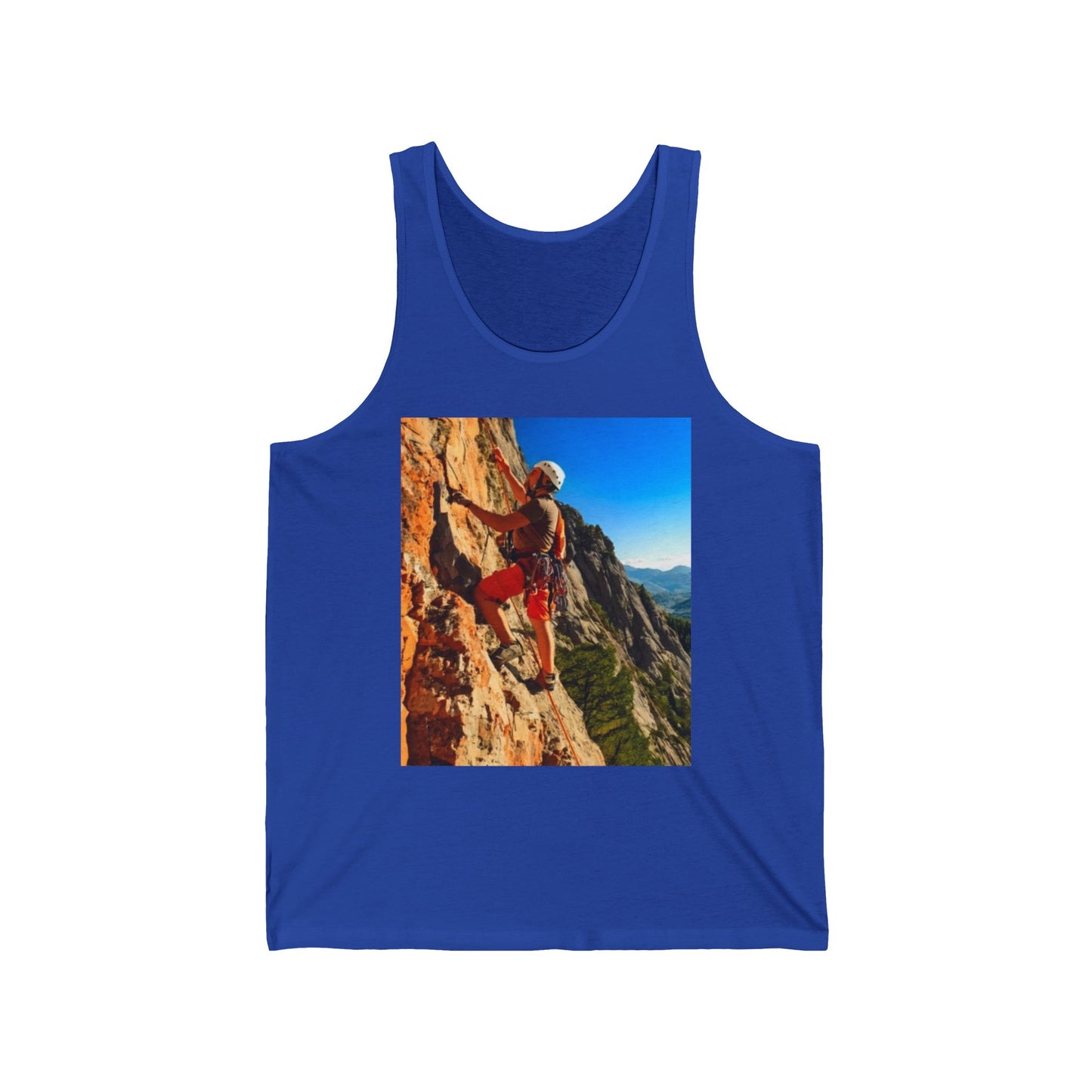 Rock Climbing Unisex Jersey Tank Top - Perfect for Festivals & Casual Wear
