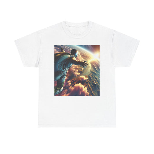 Cosmic Adventure Unisex Heavy Cotton Tee - Space Graphic Shirt