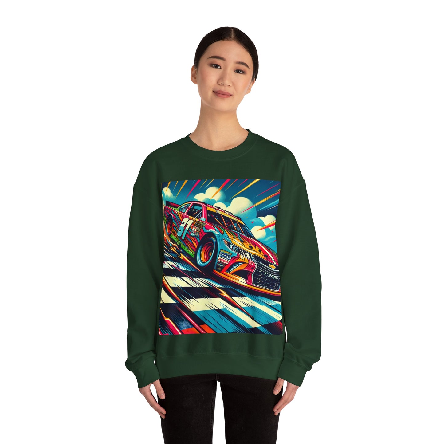 Race Car Crewneck Sweatshirt | Racing Apparel, Unisex Sweatshirt, Nascar Gift, Motorsports Clothing, Car Enthusiasts Sweatshirt
