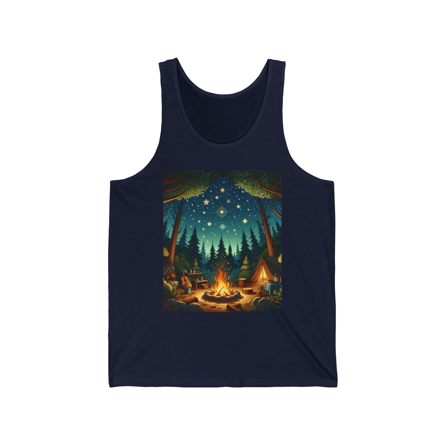 Camping Unisex Jersey Tank Top - Perfect for Festivals & Casual Wear