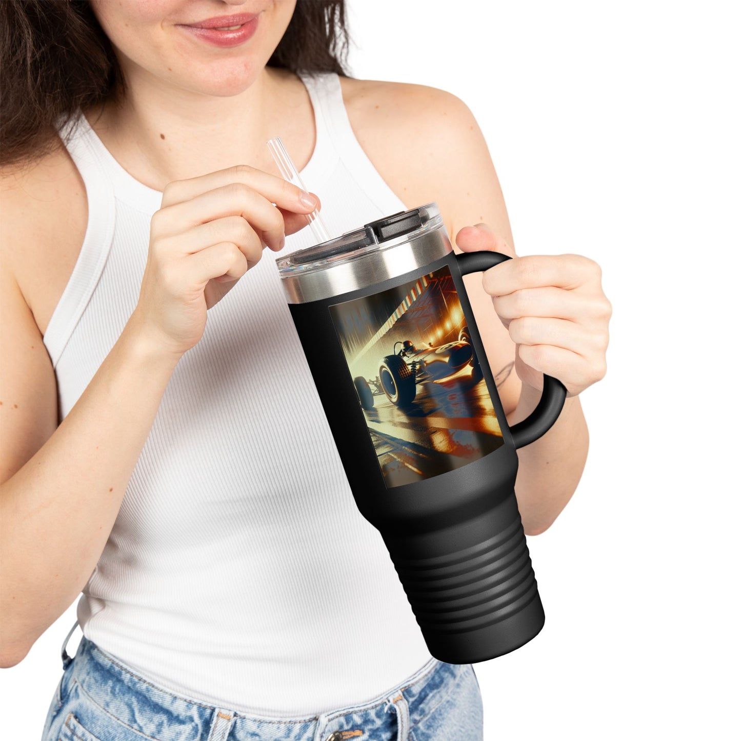 Vintage F1 Insulated Travel Mug, 40oz, Perfect for Fans, Sports Events, Coffee, Tea, Water
