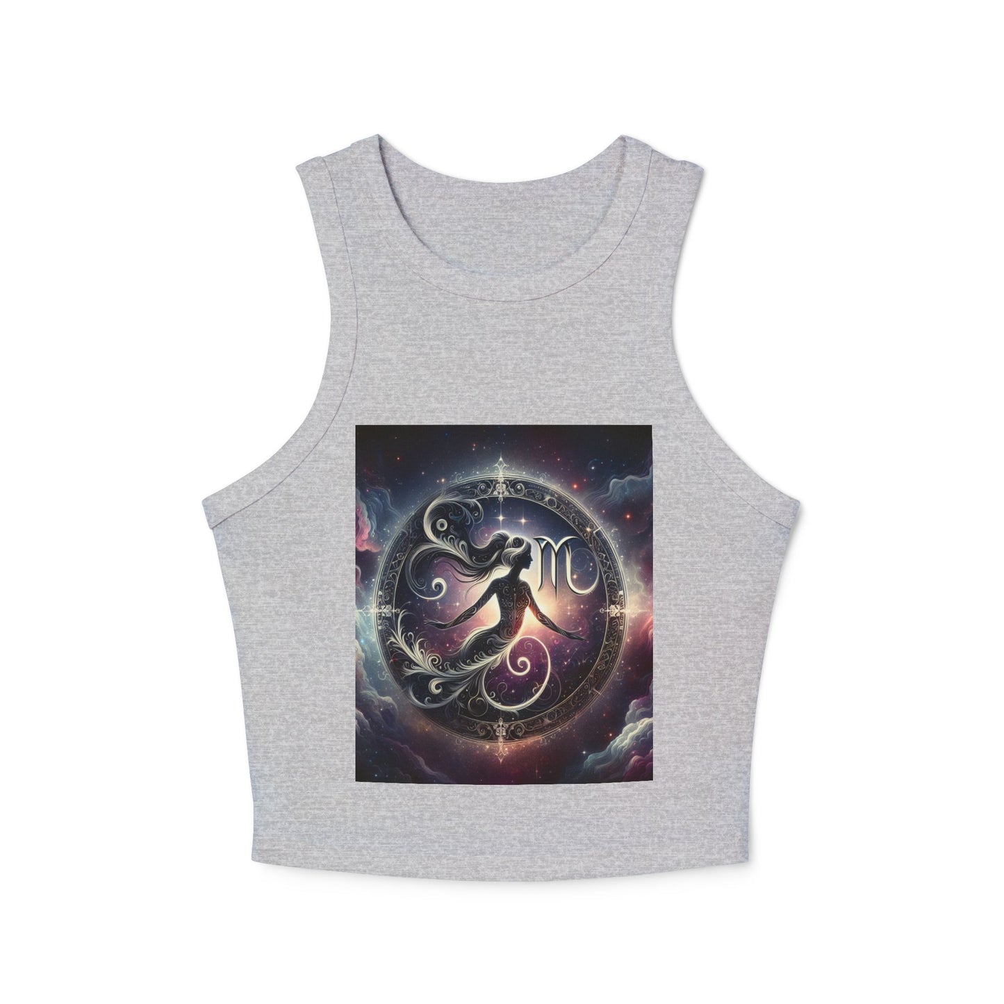 Virgo Women's Micro Rib Racer Tank Top - Vibrant Galaxy Design