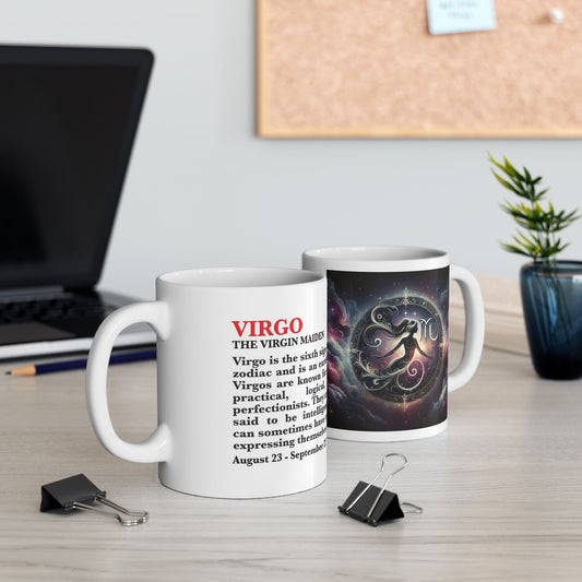 Virgo Zodiac Ceramic Mug, Astrology Coffee Cup, Horoscope Drinkware for Virgo Lovers, August/September Birthday Gift, Star Sign Mug