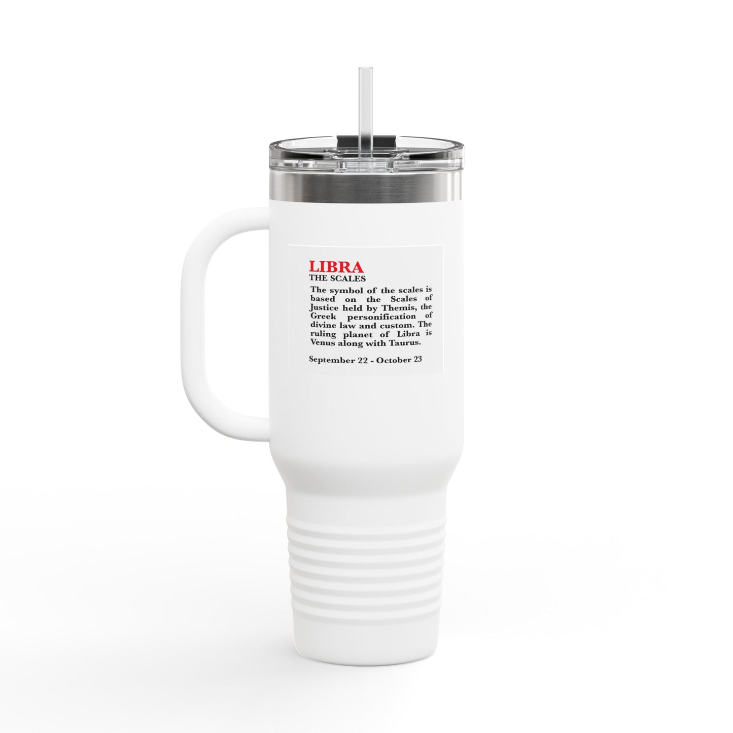 Libra Insulated Travel Mug, 40oz, Perfect for Zodiac Fans, Coffee, Tea, Water
