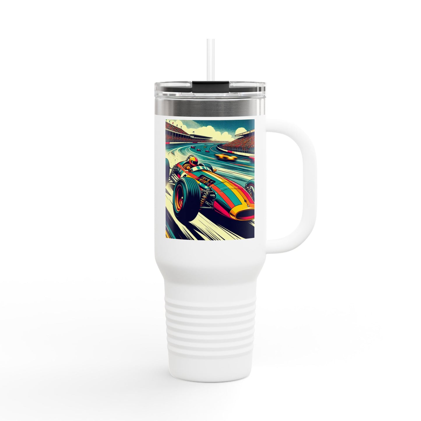 Vintage F1 Insulated Travel Mug, 40oz, Perfect for Fans, Sports Events, Coffee, Tea, Water