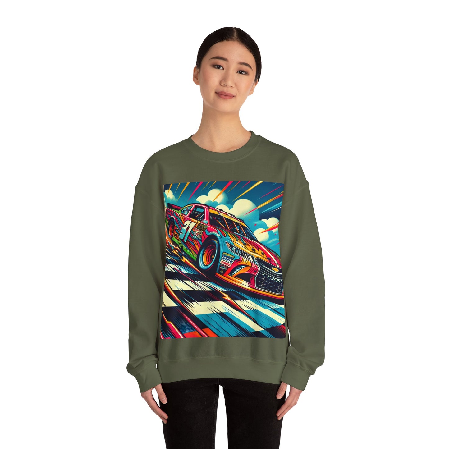 Race Car Crewneck Sweatshirt | Racing Apparel, Unisex Sweatshirt, Nascar Gift, Motorsports Clothing, Car Enthusiasts Sweatshirt