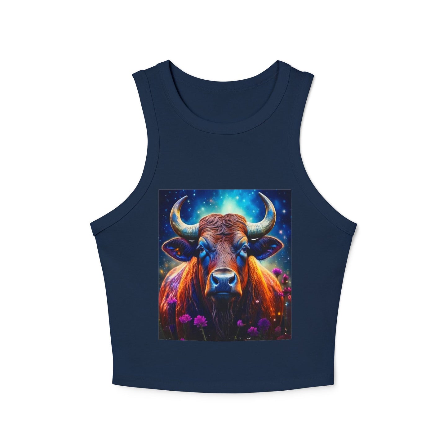 Taurus Women's Micro Rib Racer Tank Top - Vibrant Galaxy Design