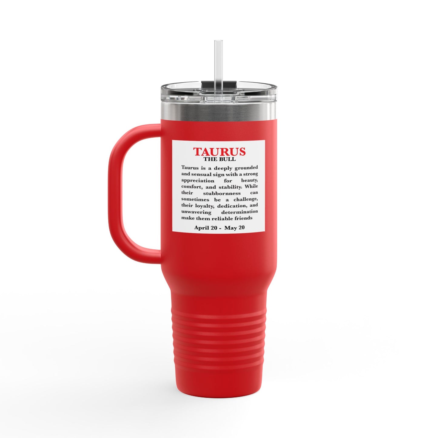 Taurus Insulated Travel Mug, 40oz, Perfect for Zodiac Fans, Coffee, Tea, Water