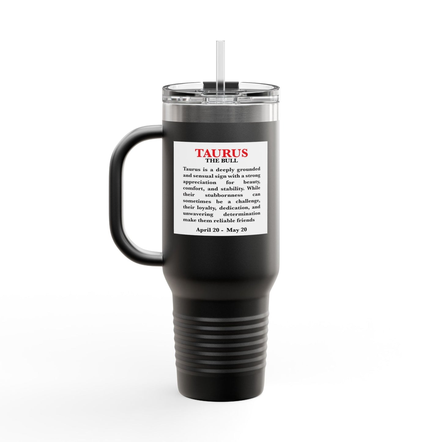 Taurus Insulated Travel Mug, 40oz, Perfect for Zodiac Fans, Coffee, Tea, Water