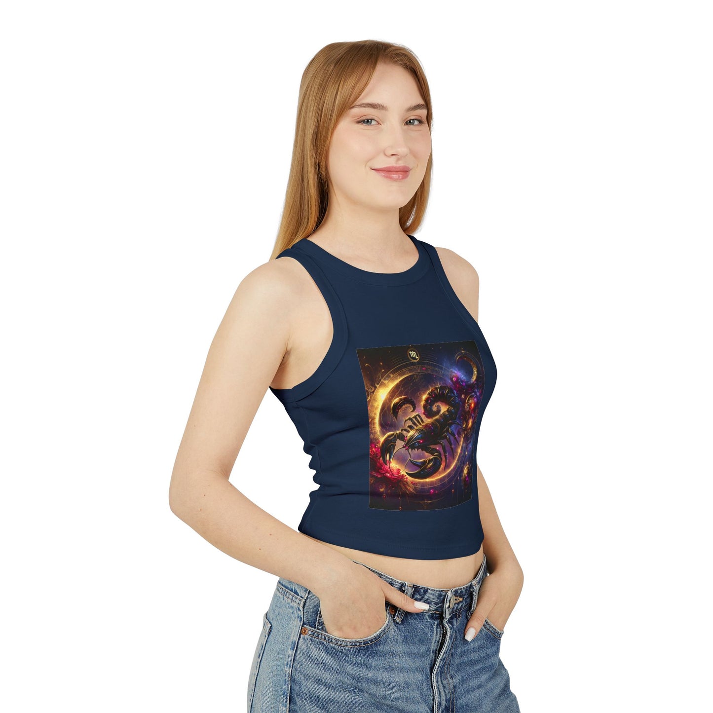 Scorpio Women's Micro Rib Racer Tank Top - Vibrant Galaxy Design