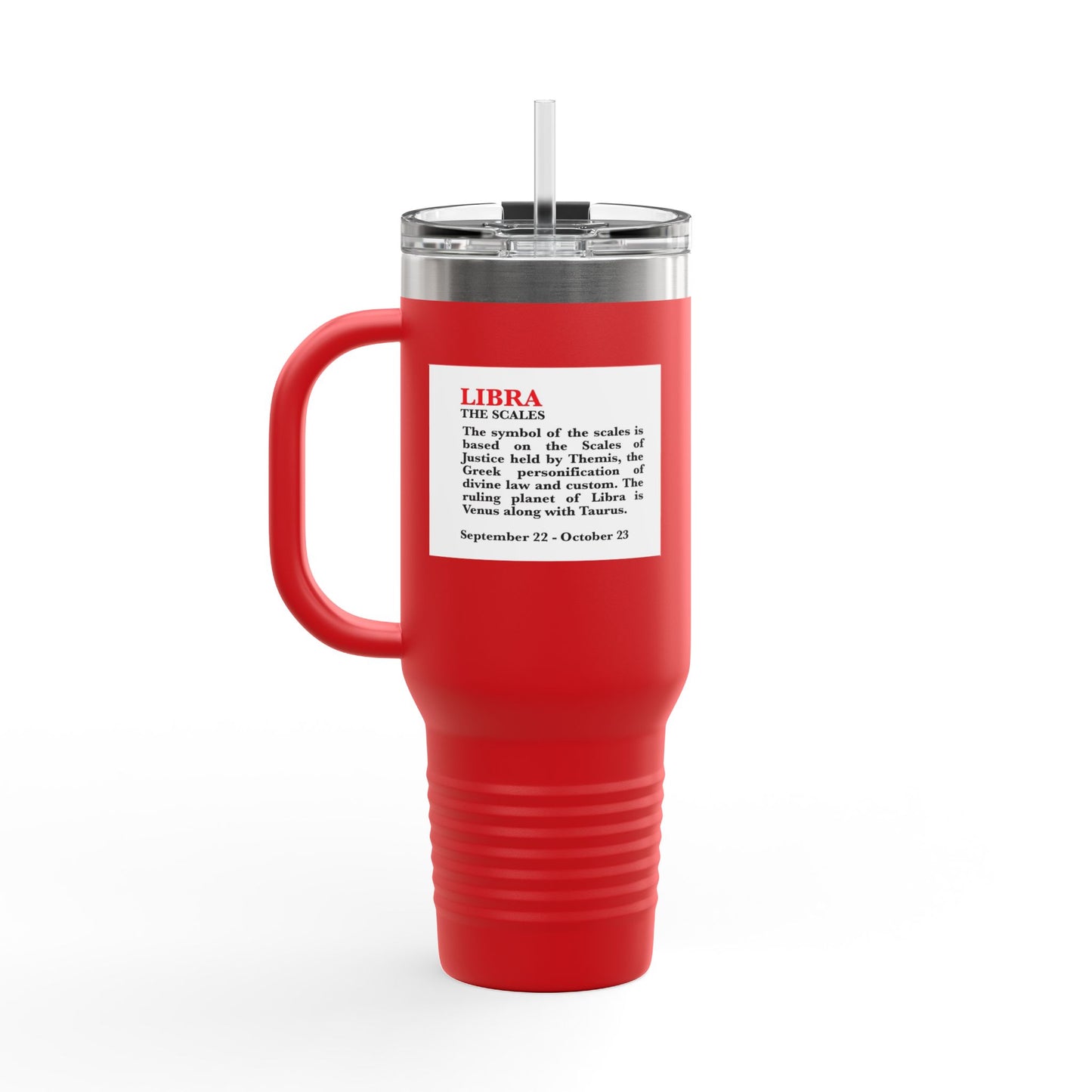 Libra Insulated Travel Mug, 40oz, Perfect for Zodiac Fans, Coffee, Tea, Water