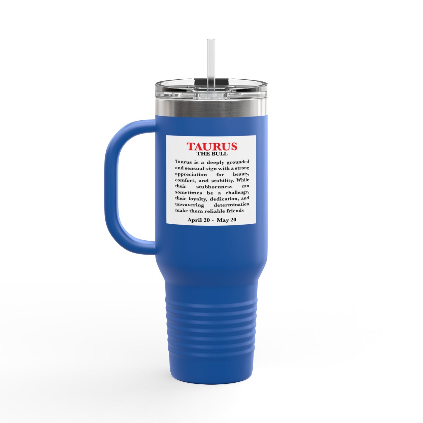 Taurus Insulated Travel Mug, 40oz, Perfect for Zodiac Fans, Coffee, Tea, Water