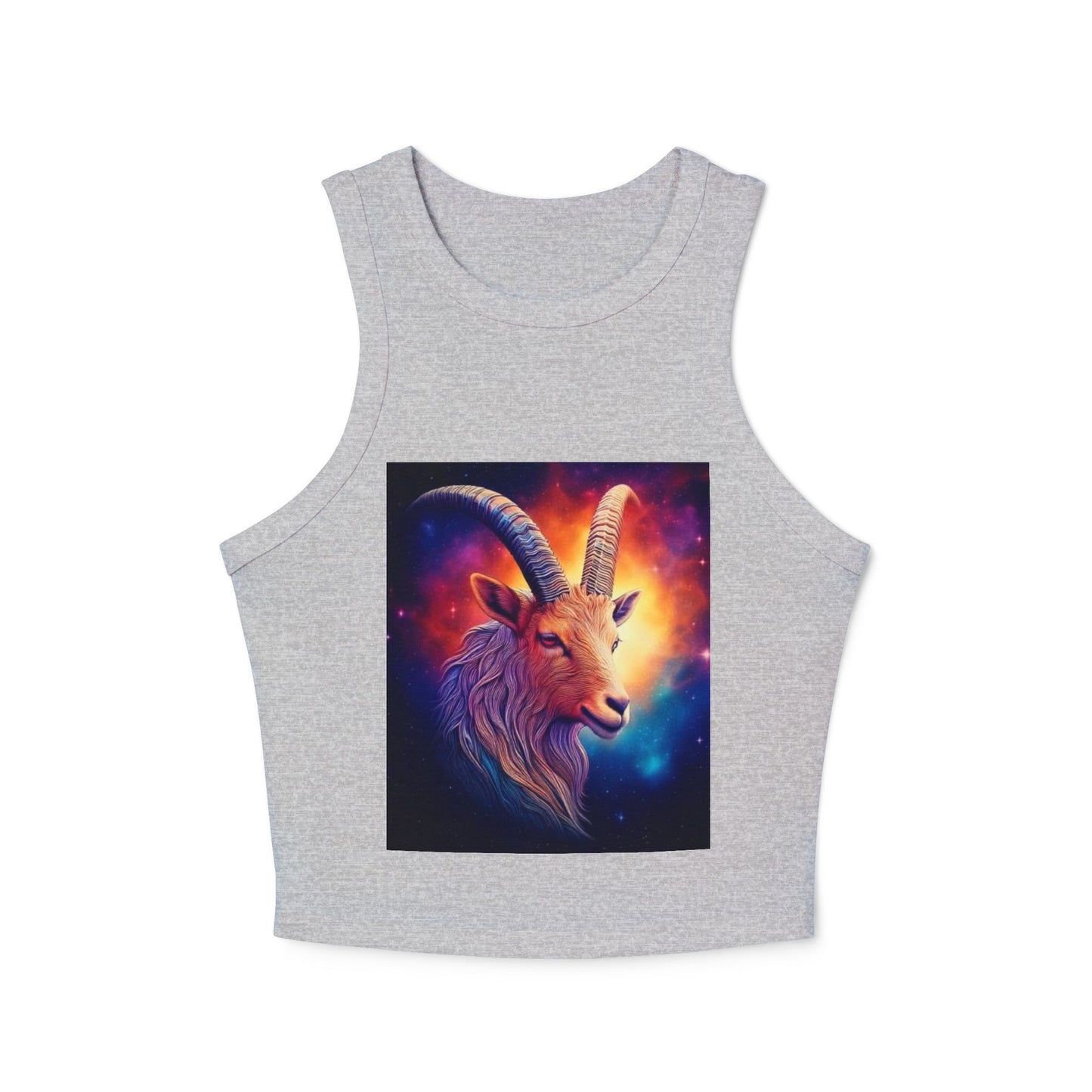 Capricorn Women's Micro Rib Racer Tank Top - Vibrant Galaxy Design