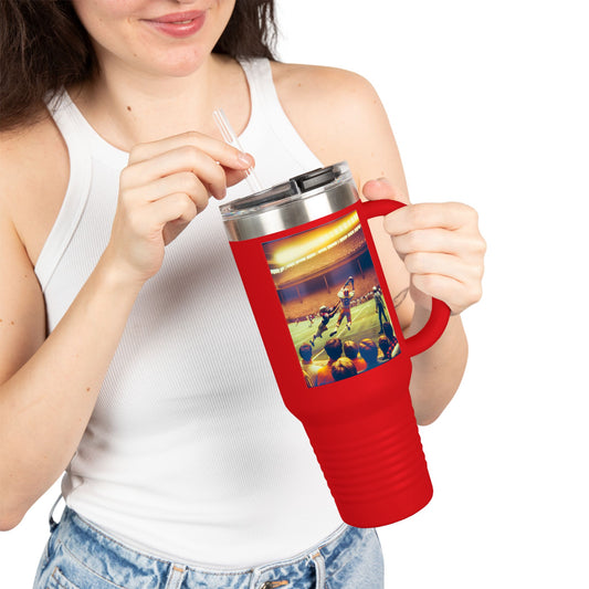 Vintage Football Insulated Travel Mug, 40oz, Perfect for Fans, Leagues, Game Day, Sports Events, Coffee, Tea, Water