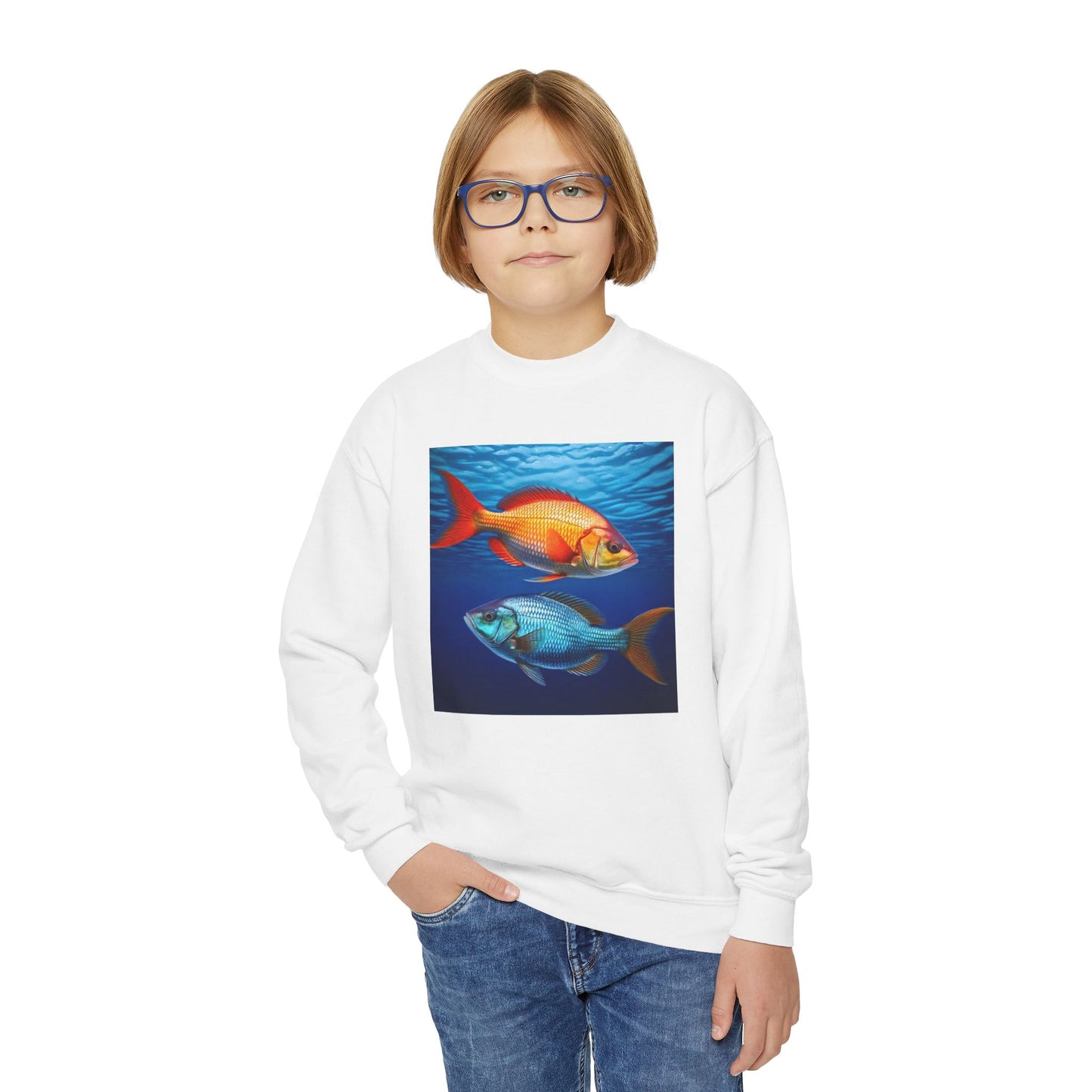Youth Crewneck Sweatshirt with Pisces  Zodiac Design - Astrology Gift, Horoscope Apparel, Birthday Present, Cozy Pullover